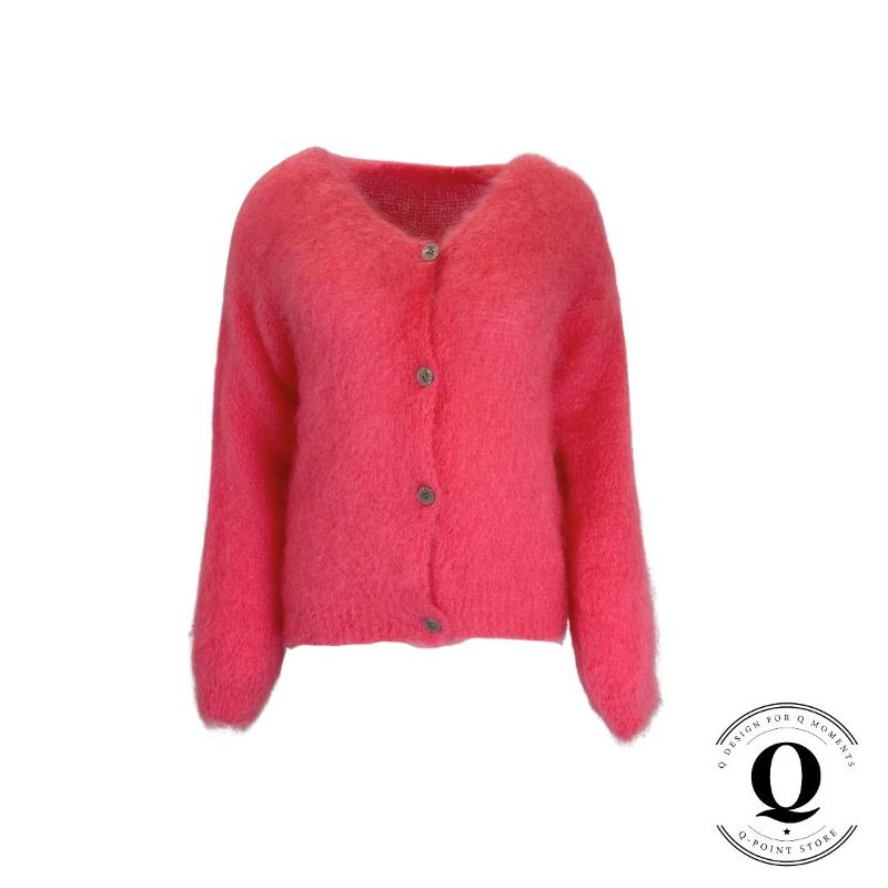 Lumian Cloudy Kid Mohair -neuletakki – korallinpunainen
