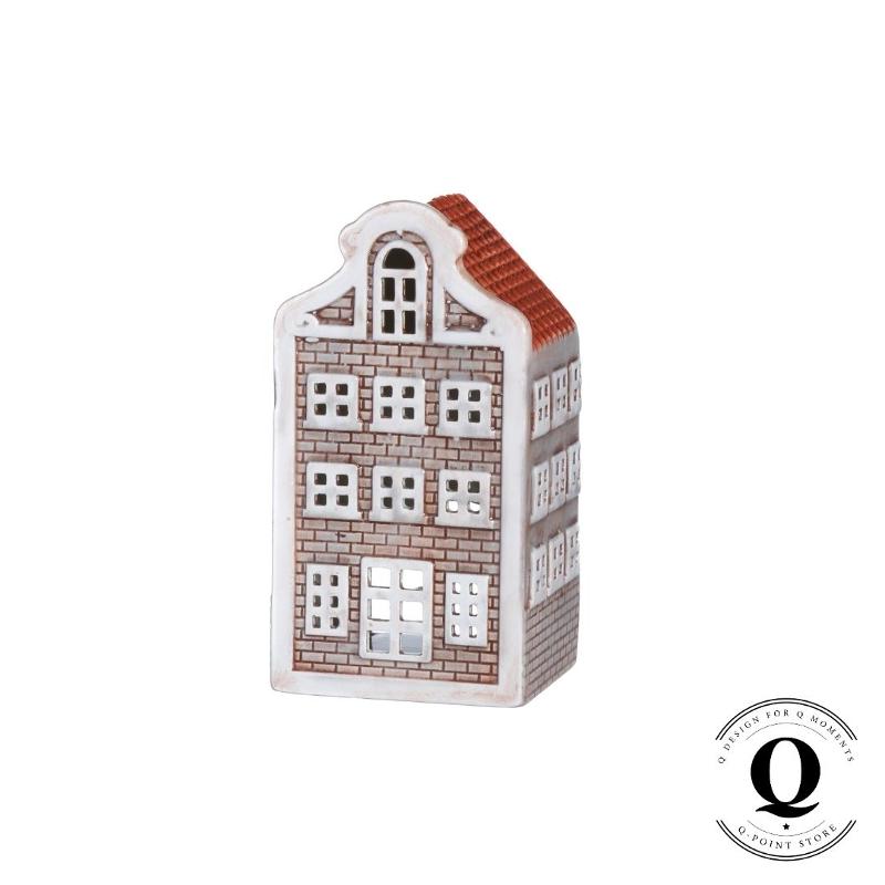 Keraaminen Amsterdam-talolyhty – harmaa, 16 cm