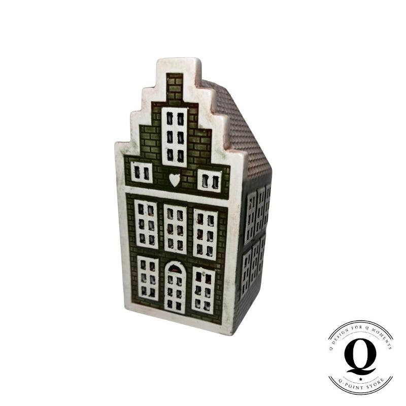 Keraaminen Amsterdam-talolyhty – vihreä, 16 cm